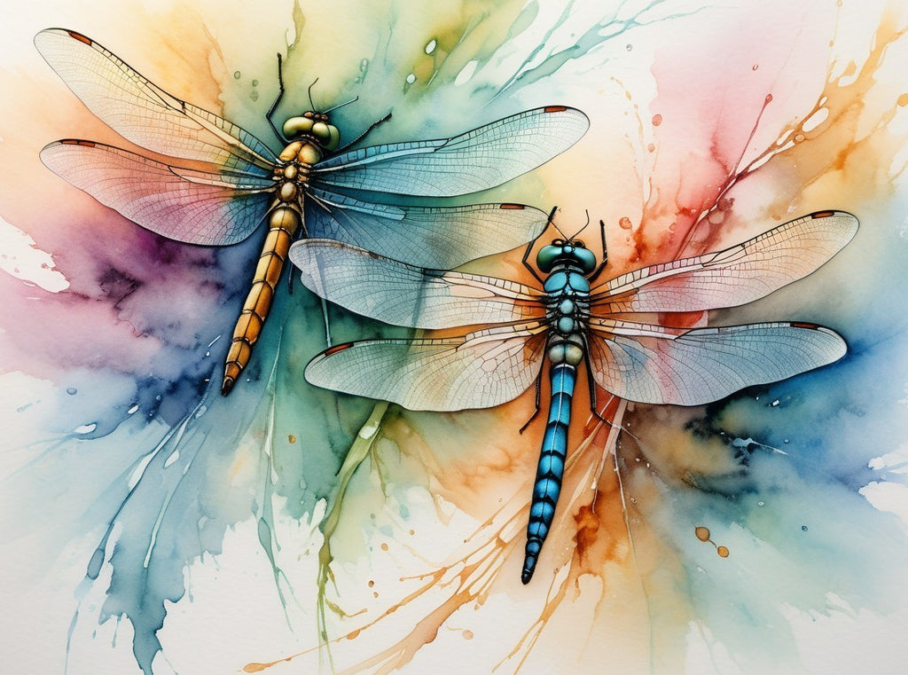 Canvas Wall Art Home Decor - Colourful Dragonflies