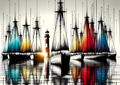 Canvas Wall Art Home Decor - Colourful Sailboats