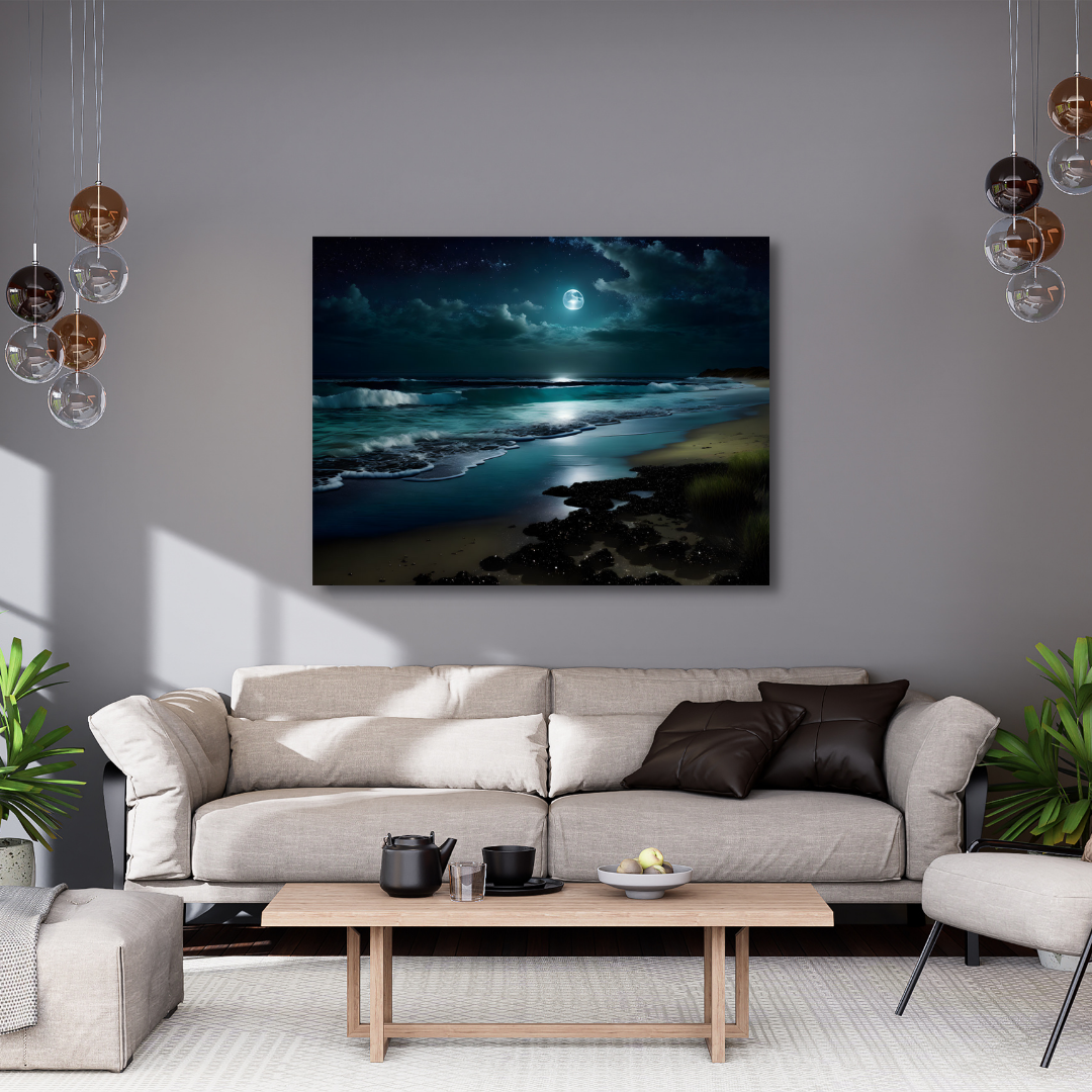 Canvas Wall Art Home Decor - Moonlight Over The Ocean