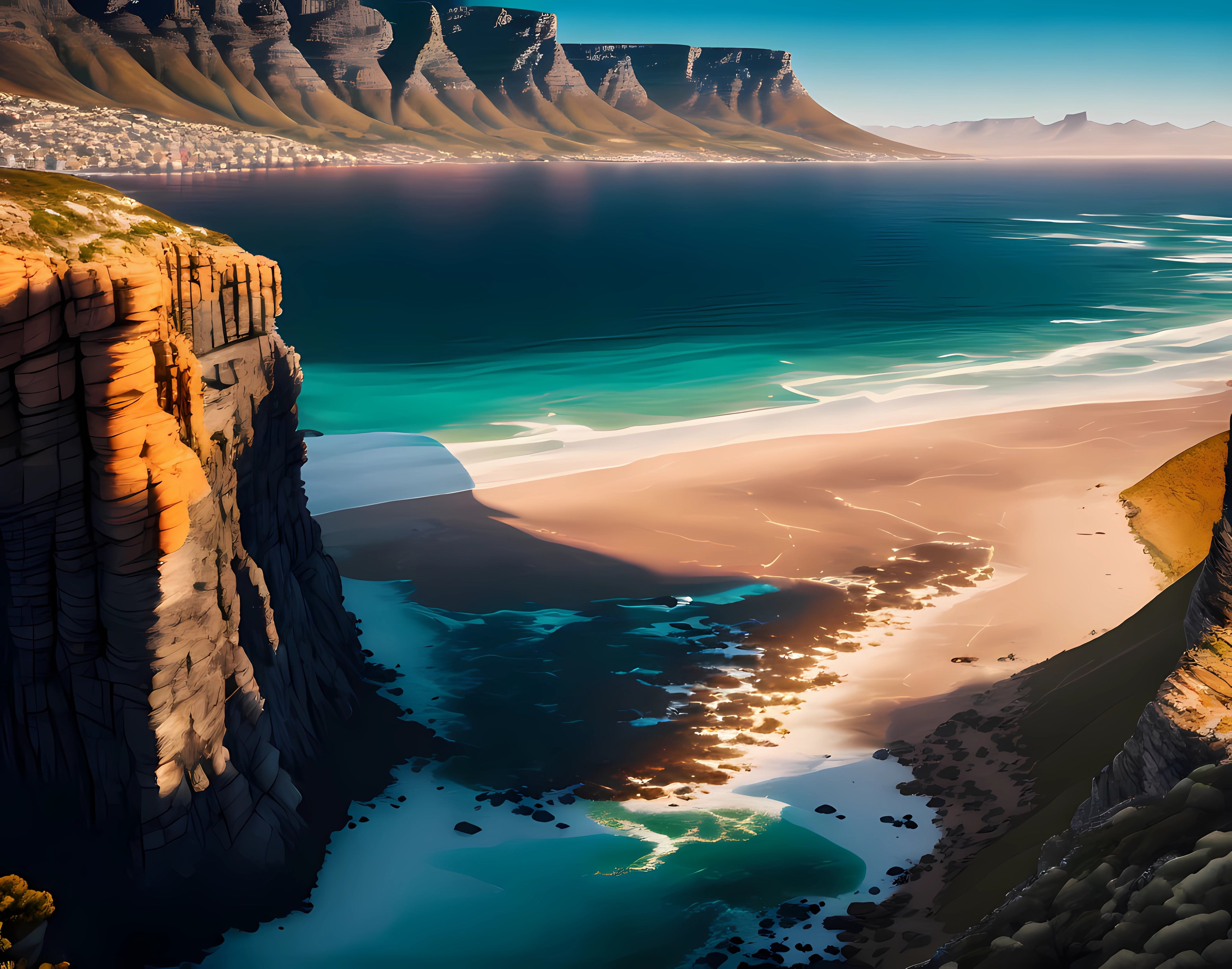 Canvas Wall Art Home Decor - Mountains By The Ocean