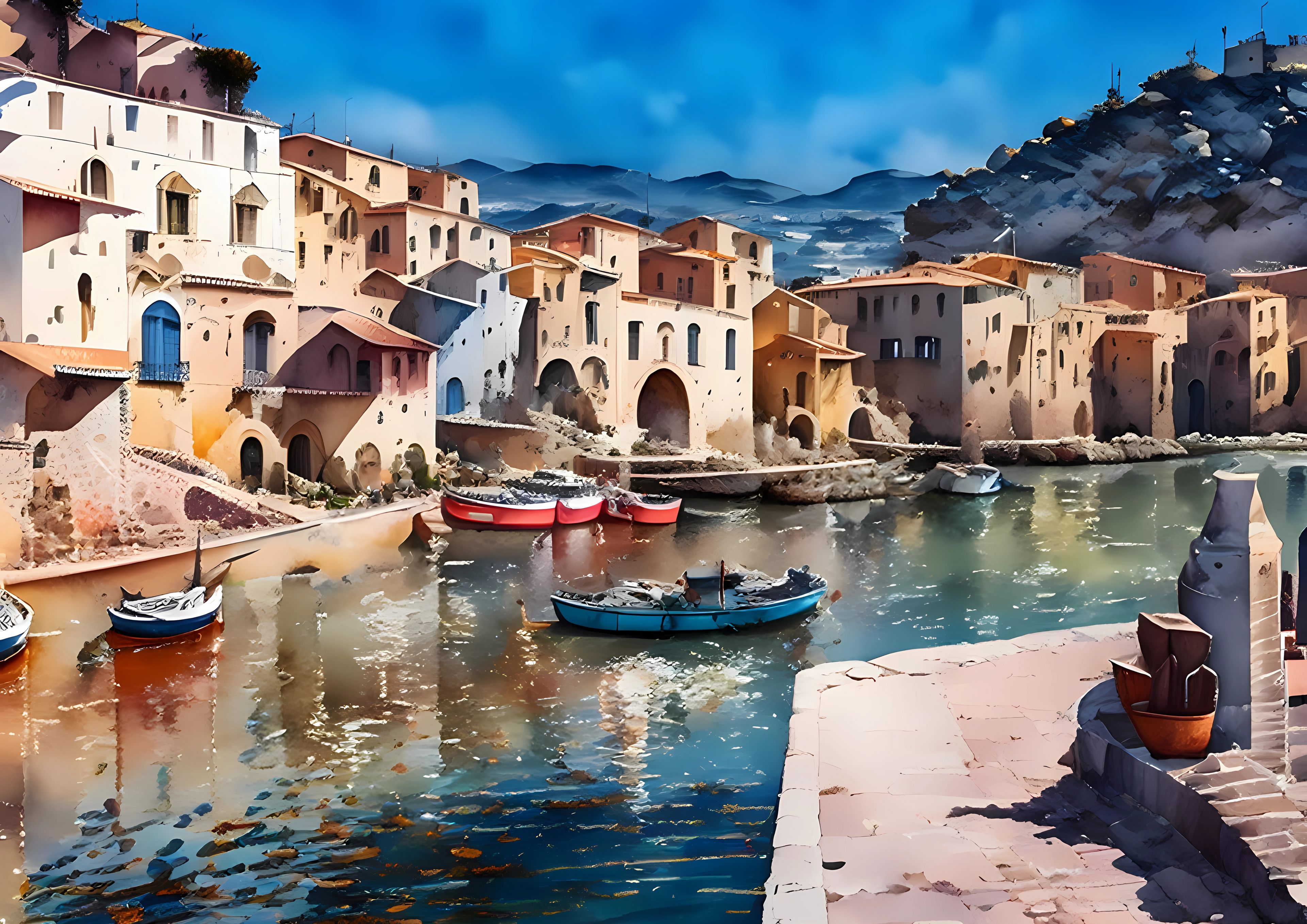 Canvas Wall Art Home Decor - Sicily Port