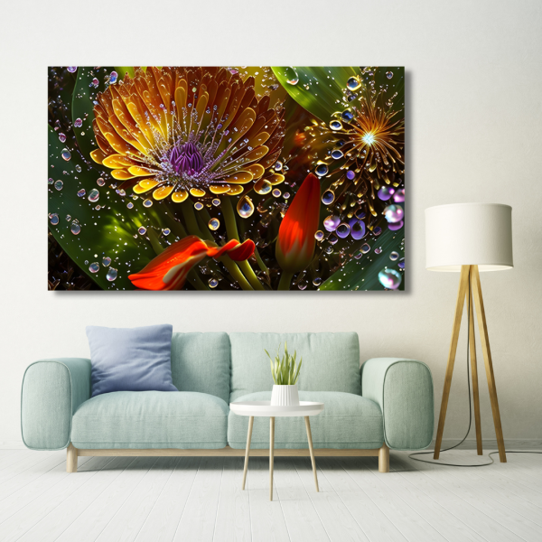 Beautiful Flower With Dew Drops